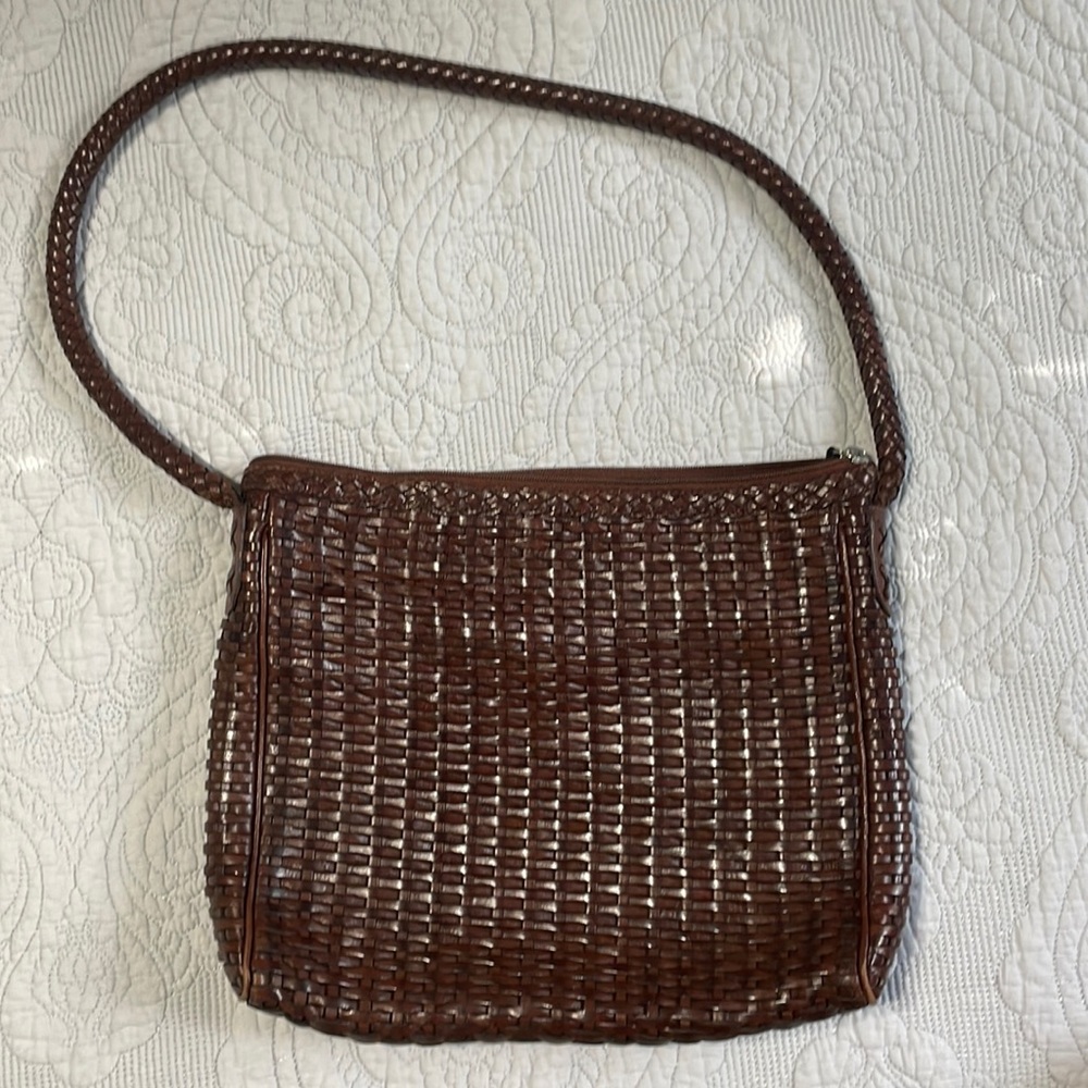 Leather woven purse